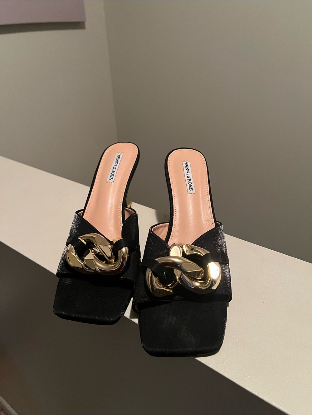 Shoes Black & Gold Chain Mules - Size 11